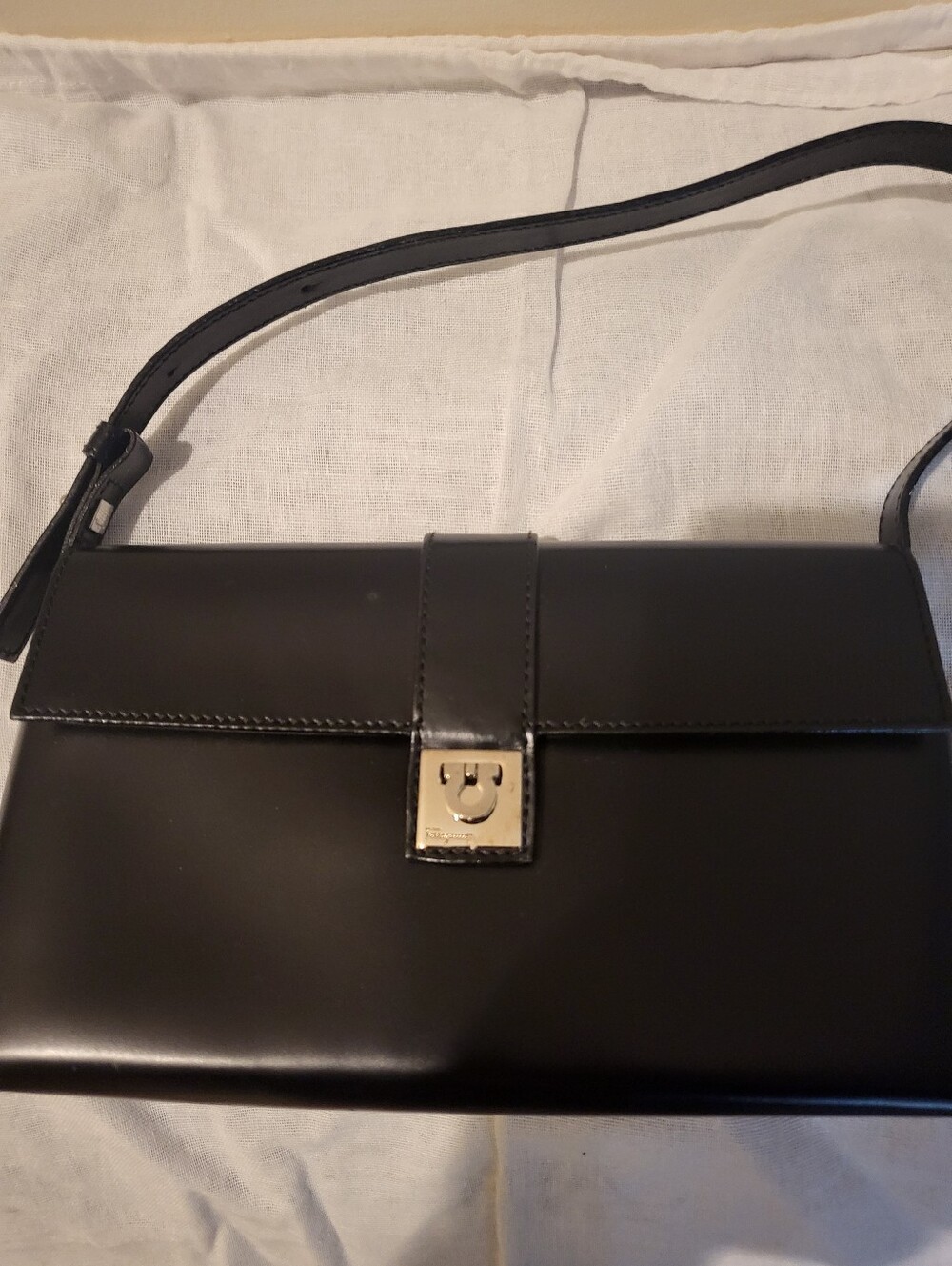 Salvatore Ferragamo Black Leather Logo Bag - Picture 3 of 14